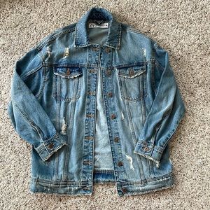 Zara oversized distressed denim jacket. XS